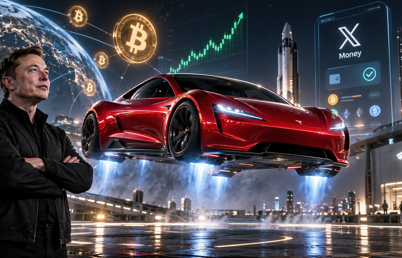 Маск научил Tesla Roadster летать. Акции взлетели, а в запасе ещё 30 тысяч Bitcoin